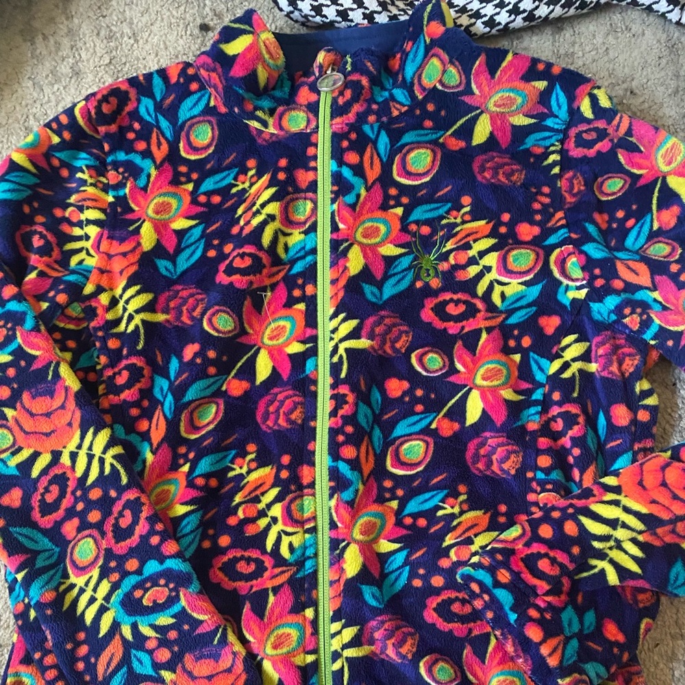 Girls floral Spyder fleece jacket size 14/16